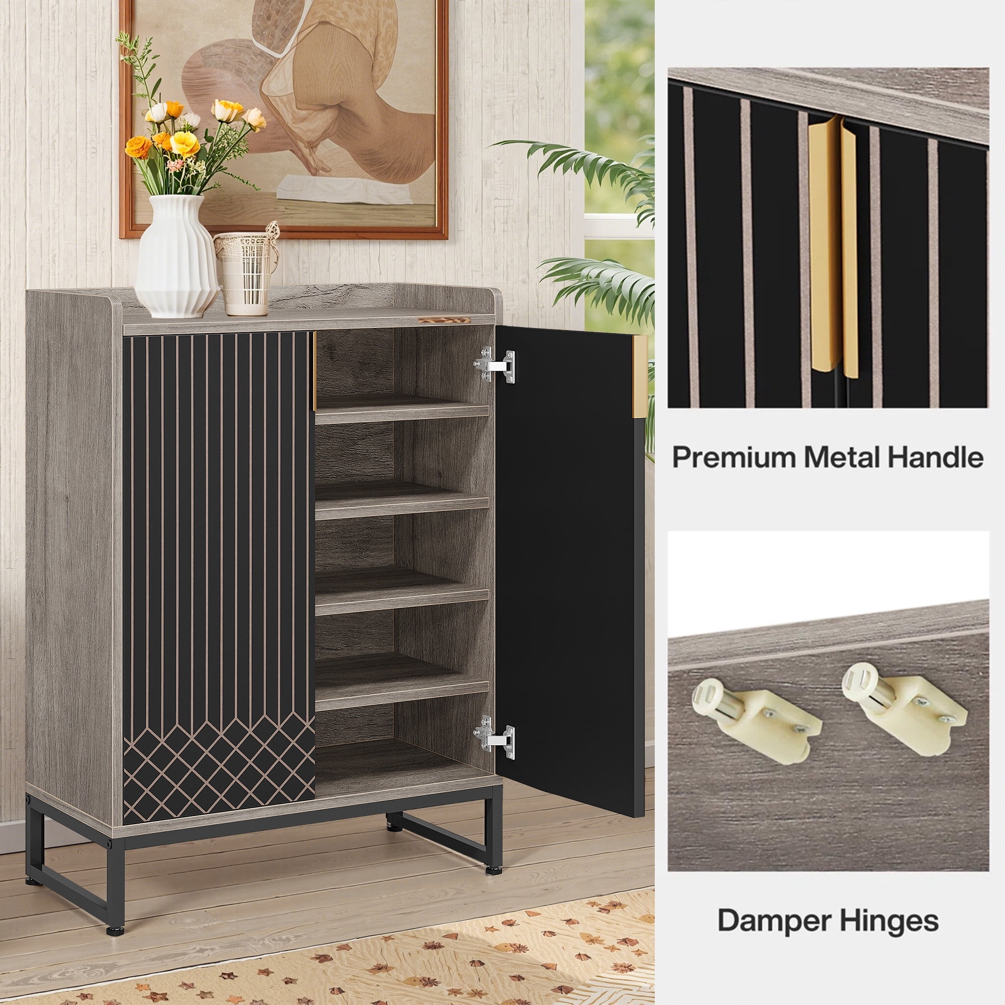 MAYEERTY Wooden Shoe Storage Cabinet with 2 Doors Dustproof Design for Entryway Hallway