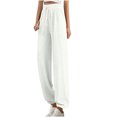 thumbnail image 5 of asjyhkr Womens Pants High Waist Drawstring Wide Leg Lightweight Casual Hiking Outdoor Vacation Trousers with Pockets, 5 of 7