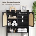 thumbnail image 6 of Rattan Over The Toilet Storage Cabinet, Bathroom Storage Cabinet Organizer with Adjustable Shelf and Metal Stand, Over Toilet Bathroom Shelf, Freestanding Space Saver for Restroom, Laundry, Black, 6 of 6