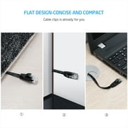 XINCA Cat6 Ethernet Cable 25ft Black Gigabit Flat Network Cable with 10pcs Cable Clips Snagless Rj45 Connectors for Computer/Modem/Router/X-Box Faster Than Cat5e/Cat5