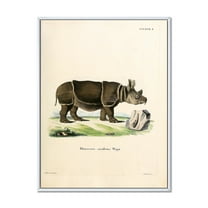 Designart 'Ancient Rhinoceros' Farmhouse Framed Canvas Wall Art Print