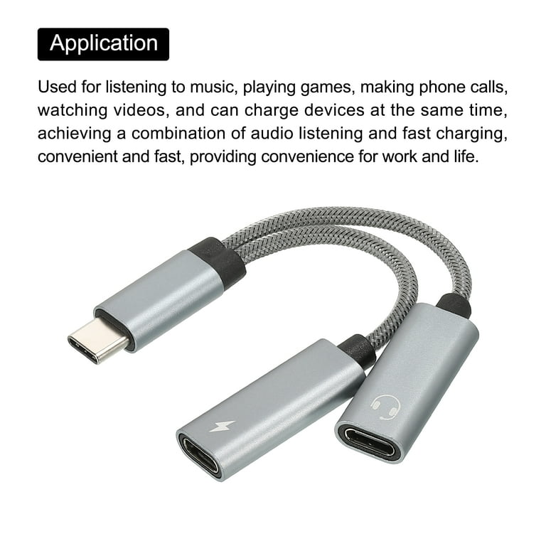 USB C to Type C Headphone and 60W PD Fast Charging Adapter in