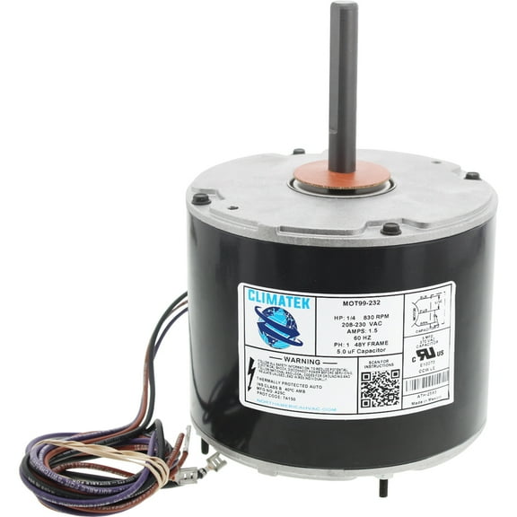 0131M00807 - ClimaTek Upgraded Condenser Fan Motor 1/4 HP 830 RPM 208-230V Replaces Goodman