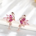 thumbnail image 5 of Sterling Silver Pink Flamingo Earrings, Tropical Bird pink topaz and sapphire Earring, Animal Lover Gift, 5 of 6