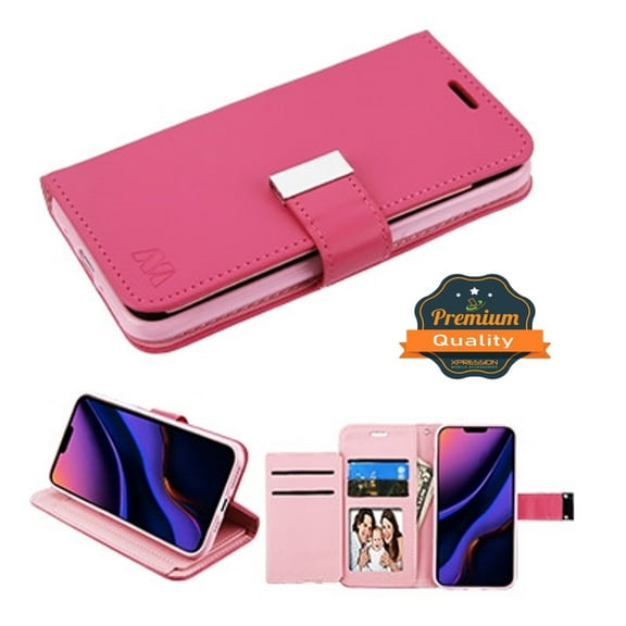 Apple iPhone 11 PRO MAX Wallet Phone Case Luxury PU Leather Wallet Protective Case double Flip Folio Pouch Cover with extra 5 ID Cash Credit Card Slots Holder Stand PINK Cover for iPhone 11 Pro Max