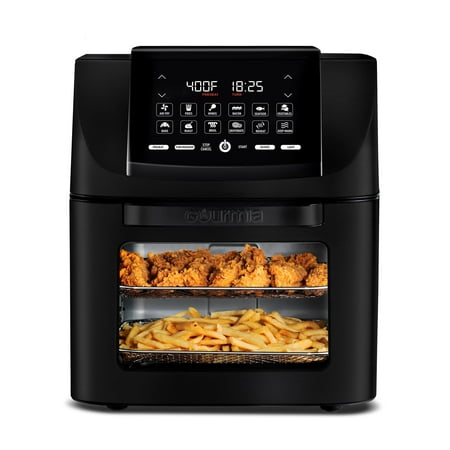 Gourmia 14 Qt Air Fryer Oven  12 Presets  Rotisserie  FryForce 360°  Black