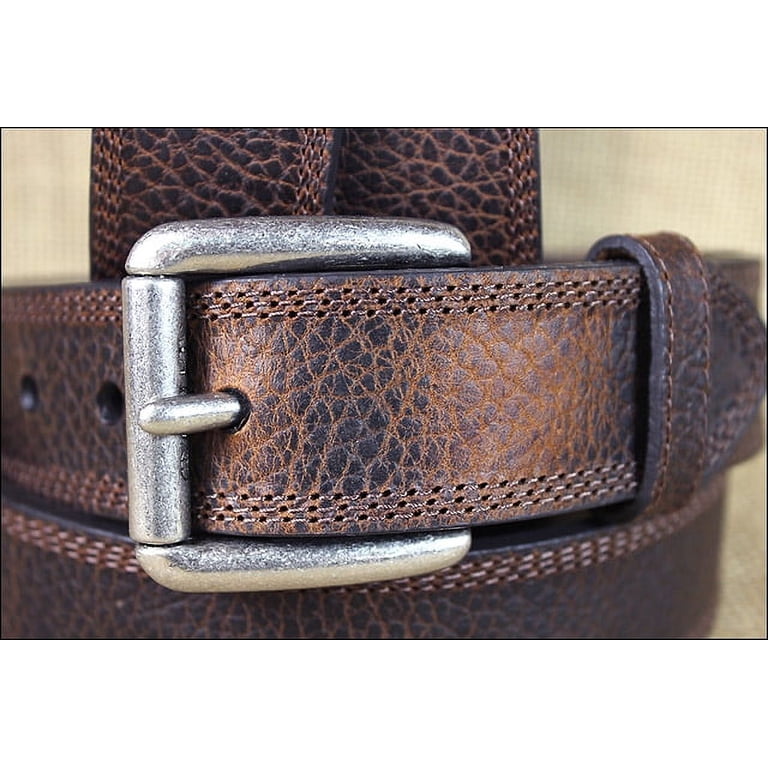 Zegna Triple-stitch Leather Belt - Dark Brown Solid Zegna Triple-stitch Leather Belt - Dark Brown Solid