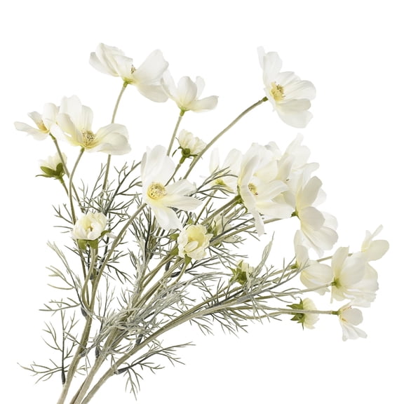 HUIANER 4 Pack Artificial Cosmos Flower Stems  in White Color for Home and Garden Decor Realistic Silk Design for Wedding and Party Arrangements