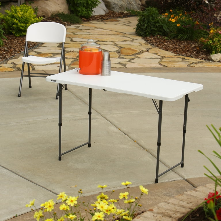 Lifetime, 4 Foot Fold-in-Half Adjustable Table, 24x24, White