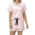 thumbnail image 6 of yievot Silk Pajama for Women Short Sleeve Satin Pj Set Soft Two Piece Sleepwear Loungewear S-XXL, 6 of 8