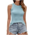 thumbnail image 2 of ALLLIST Womens Tops Clearance Under $10 Blue Crew Neck Solid Sleeveless Tank Tops Camisole Tops for Women M, 2 of 8