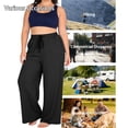 thumbnail image 4 of Bosfbaoi Plus Size Women's Pants Loose Wide Leg Pants Elastic Waist Drawstring Sweatpants with Pockets Casual Trousers, 4 of 9