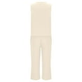 thumbnail image 4 of Baqcunre Women's Solid Loose Cotton And Linen Suit V Neck Vest Bottom With Pockets,XXL,Womens Sets 2 Piece Outfits,Outfits For Women,2 Piece Sets For Women,Womens Fashion,Womens Clothes,Beige, 4 of 6