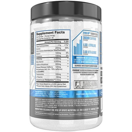 RYSE Loaded Pre Workout Powder Supplement for Men & Women | Pumps, Energy, Focus | Beta Alanine + Citrulline | 390mg Caffeine | 30 Servings (Tiger's Blood)
