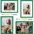 thumbnail image 3 of Vittanly A3 Picture Frame, Engineered Wood with Shatter Resistant Plexiglass, Display Pictures 8.3x11.7 with Mat or 11.7x16.5 without Mat, Poster Frame for Wall Display, Green, 1 Pack, 3 of 6