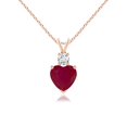 thumbnail image 1 of Angara Natural Ruby Necklace - Heart-Shaped 1.65 ct Ruby Rabbit Ear Bale Pendant in 14K Rose Gold for Women, 1 of 10