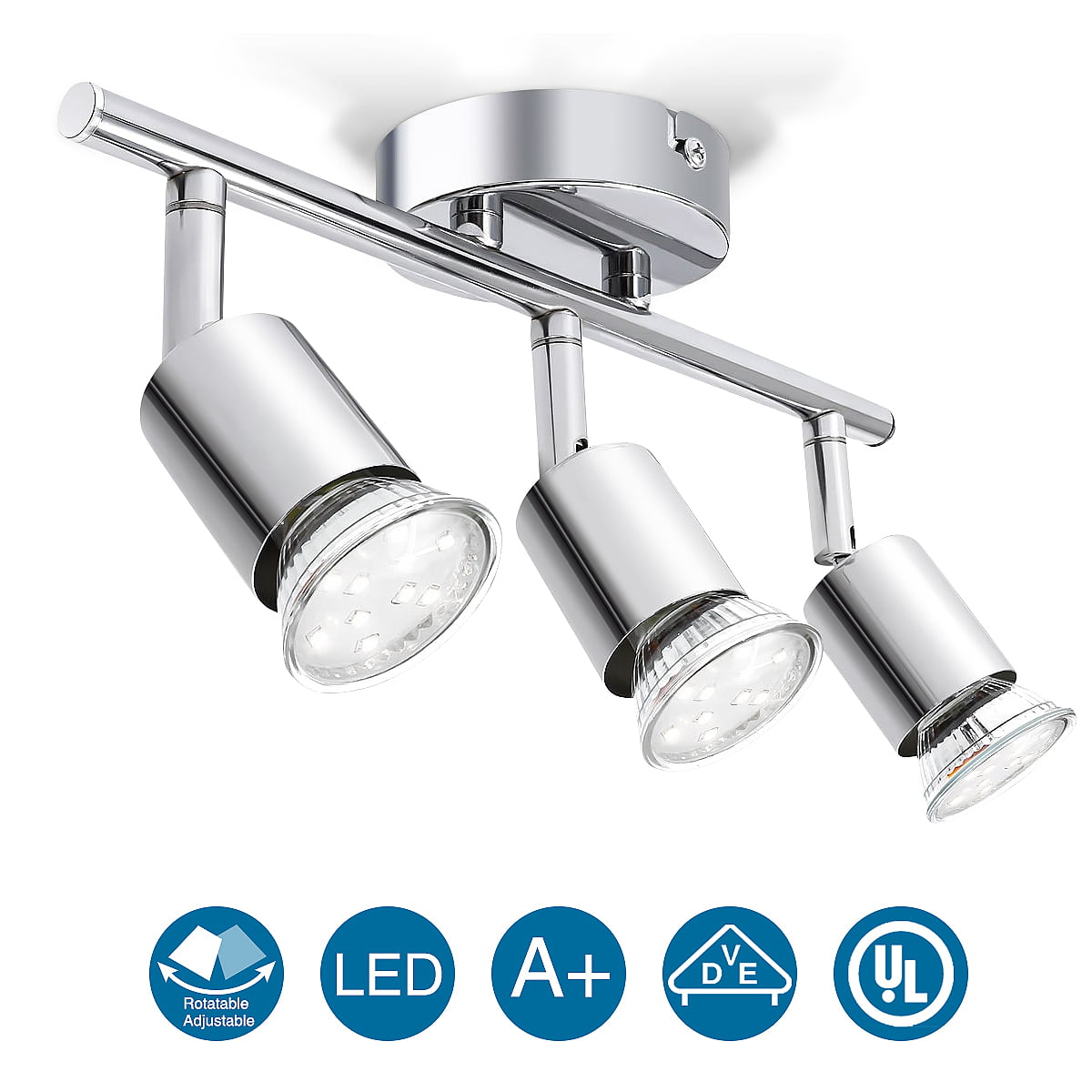 Adjust GU10 Light Fitting LED Spotlight 4 Way Adjustable Wall Ceiling Spot Light 