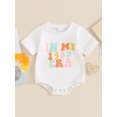 thumbnail image 5 of Baby Girls Boys Summer Romper Short Sleeve Crew Neck Letter Floral/Letter Bird Print Casual Romper, 5 of 10
