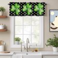 thumbnail image 2 of St. Patrick's Valance Curtains, Day Lucky Dotted Black Linen Rod Pocket Short Window Curtain for Kitchen Bathroom Bedroom, 60"x18", 2 of 9