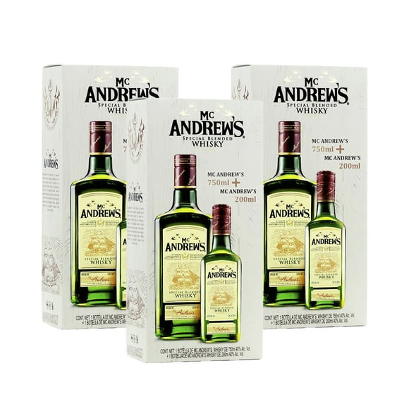 PACK DE 3 WHISKY MC ANDREWS 750ML CON PACHA DE 200ML