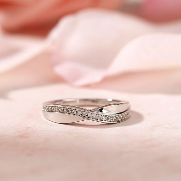 Eclet Jewels 1.2 Ct Lab Diamond Round Cut Wedding Ring - 14K White Gold Plated Rings -Criss Cross Engagement Wedding Overlapped Diamond Ring - Proposal Delicate Rings - Causal Stacking Rings for Her