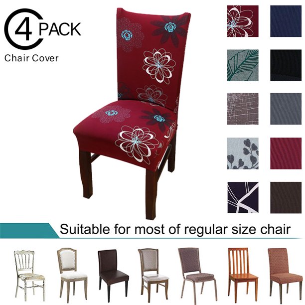 Chair Slipcover Auchen Stretch Printed Patterns Dining Covers Set Of 4 Parsons Protector For Room Furniture Restaurant Hotel Ceremony Red Pattern 1 Com Chair Slipcover Auchen Stretch Printed, Dining Room Chair Covers Set Of 4