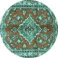 thumbnail image 1 of Ahgly Company Machine Washable Indoor Round Persian Turquoise Blue Traditional Area Rugs, 8' Round, 1 of 4
