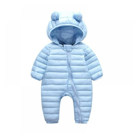 

BULLPIANO Infant Newborn Baby Hoodie Down Jacket Jumpsuit Snow Suit Windproof Jumpsuit Light Puffer Jacket With Hoods Warm Baby Winter Coat Jumpsuit for Boys Girls