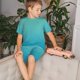 thumbnail image 4 of Balery Teal Turquoise Conjunto de Pijama Infantil de Manga Corta con Estampado – Ropa de Dormir de Algodón Suave-4X-Large, 4 of 6