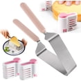thumbnail image 1 of Cortr de pasteles de acero inoxidable con rebanr nivelr, servidor ajustable para cortar pasteles, auxiliar de estratificación, mango ergonómico, herramienta segura para rebanar pasteles (rosa, 1 of 3