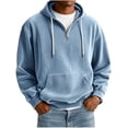 thumbnail image 2 of JUUYY Men's Quarter Zip Pullover Hoodies with Pocket Loose Fit Long Sleeve Casual Half Zipper Hooded Sweatshirt Fall Winter Outfit Light Blue L, 2 of 6