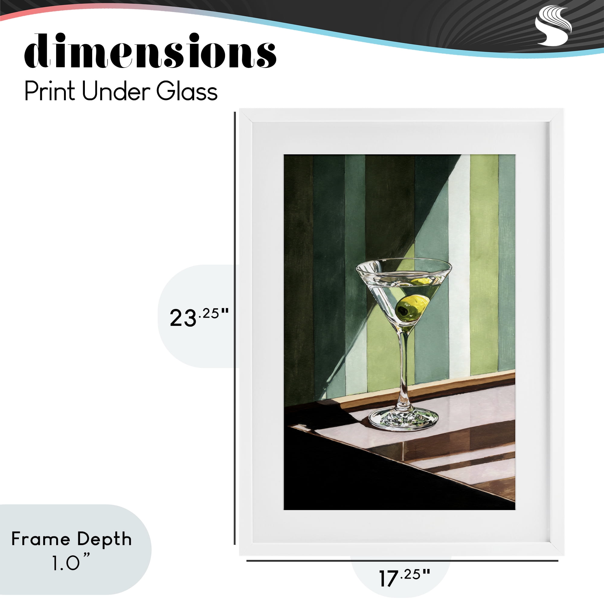 Stupell Industries Olive Martini in Sun Beam White Framed Print Under Glass, design by Petal Prints Design