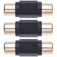 thumbnail image 2 of (pack Of 3) Rca Adapter By Keple Extension Cable Jack Converter Female To Female Plug Video Audio Coupler For Backup Camera, Car, Surveillance, Dvd Pl, 2 of 3
