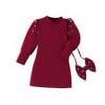 thumbnail image 1 of Vestidos de flores para niña de hoksml para boda, vestidos de princesa rojos de invierno para niñas, vestido con mangas abullonadas gruesas adornado con perlas + bolso con lazo, se adapta a niñas de, 1 of 8
