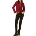 thumbnail image 2 of INSPIRE CHIC Women's Vintage Steampunk Stand Collar Button Decor Zip Up Blazer Jacket L Wine Red, 2 of 6