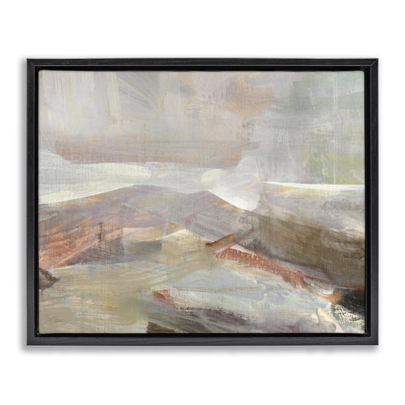 Stupell Industries Transitional Layered Abstract Thick Brushstrokes Neutral Browns Black Floating Frame Canvas Art, 31 x 25, by Carol Robinson