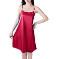 thumbnail image 2 of Ovzne Robes d'Été pour Femmes Robe Mode Femmes Été Col en V Décontractée Unie Sans Manches Chemises de Nuit Robe Grande Taille Liquidation, 2 of 6
