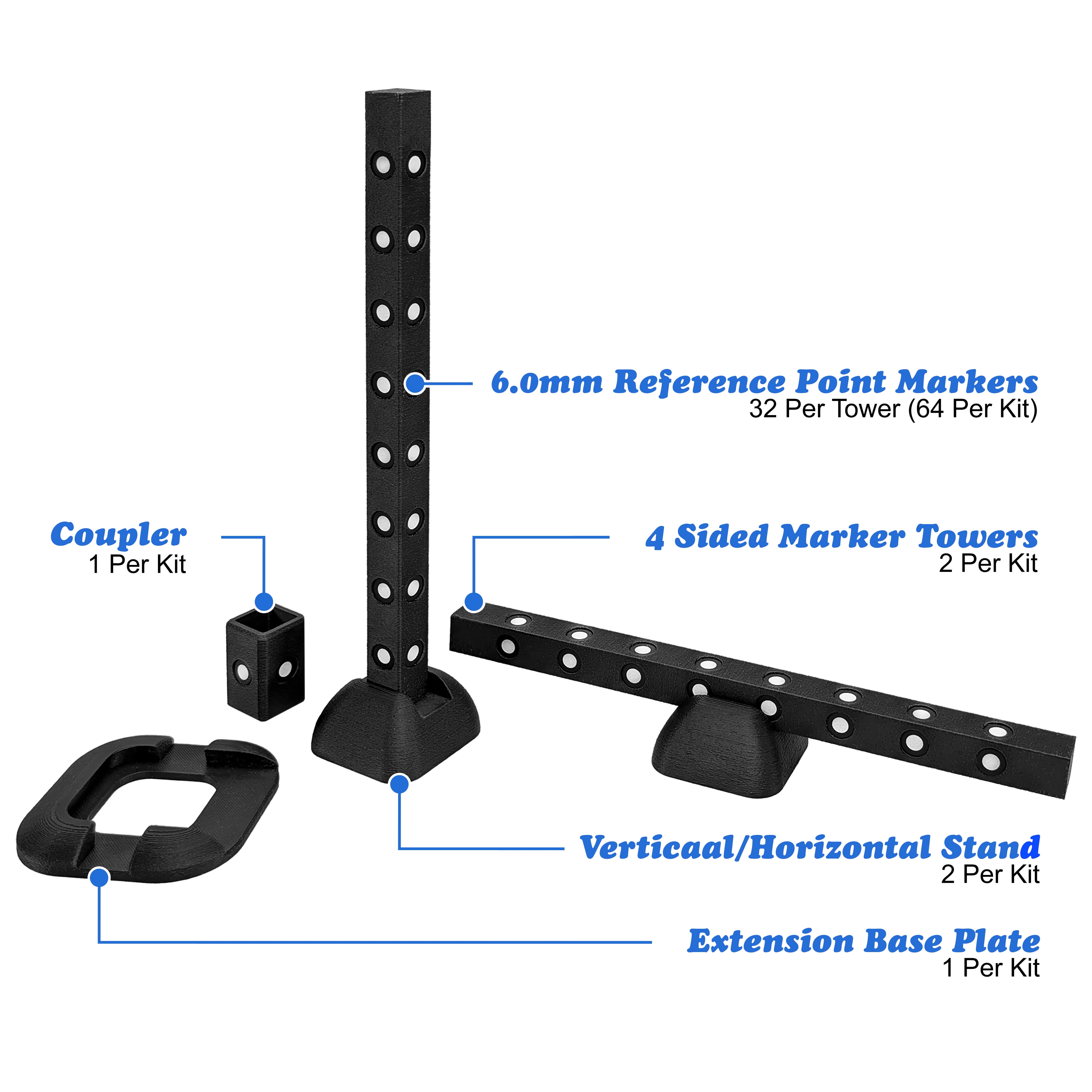 3D Scanning System: Modular Marker Tower Set with 6mm Dots, 3D Scanning Spray, Turntable Compatible, Accurate 3D Scanner Tracking Dot Reference Point Markers