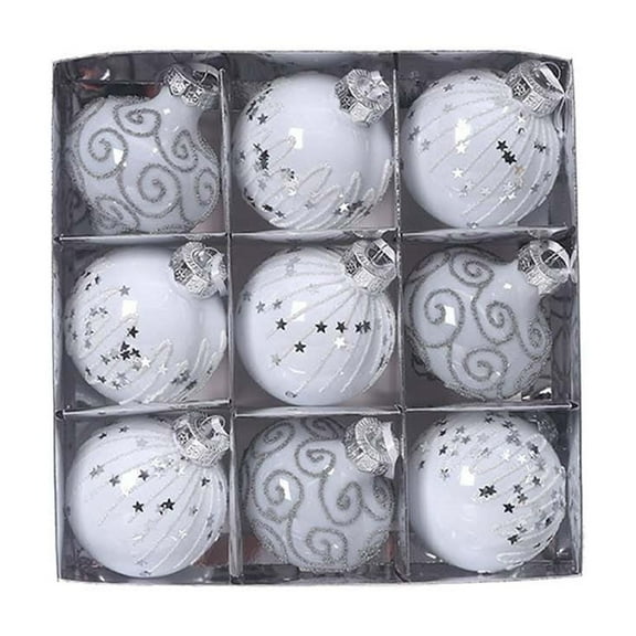 Drses Christmas Decorations 9 Piece White Christmas Balls Christmas Decoration SetMultiple Styles Of Christmas Tree Decorations Can Also Be Used For Other Party