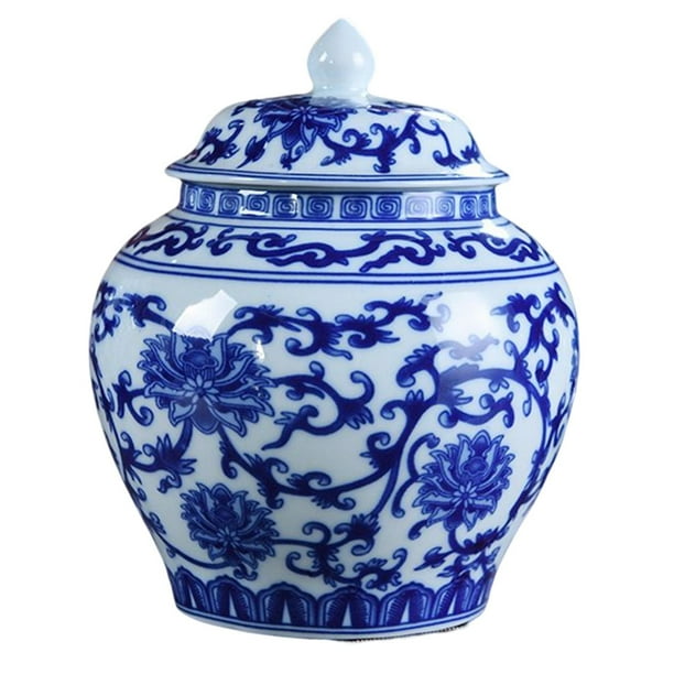 Tarro de porcelana con forma de flor de ciruelo para guardar té con tapa, decoración para el hogar, esmaltado y pintado a mano. M