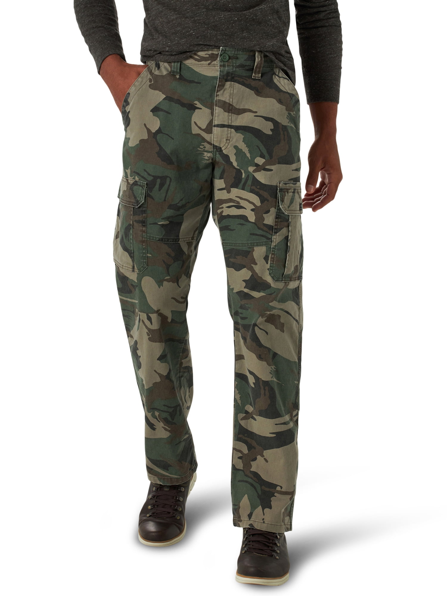 Mens Army Camo Winter Fleece Lined Work Trousers Elasticated Cargo Combat Pants