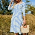 thumbnail image 4 of Light Blue Abstract Swirl Pattern Dress Summer Dresses Woman Street Style Big Size Casual Dress, 4 of 9