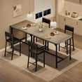 thumbnail image 4 of Dining Table Set for 2 W/Footrest & Backrest, Counter Height Table with 2 Upholstered Bar Chairs, Kitchen Table Set with Corner Protector, for Kitchen Room, Apartment, Pub, Gray, 4 of 8