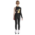 thumbnail image 2 of Haitryli Kids Girls Sparkly Gymnastics Jumpsuit Ice Skating Leotard Dance Long Unitard Mesh Bodysuit Gold 10, 2 of 7