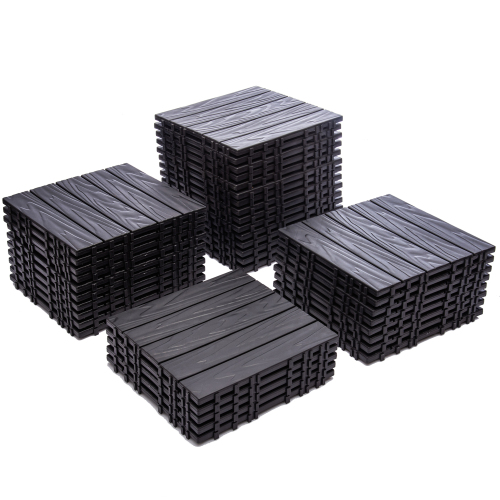 76-Pack Interlocking Deck Tiles - 68.80 Sq.Ft 3D Wood Grain