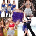 thumbnail image 4 of Trajes de actuación para danza del vientre para mujer, bufanda de cadera, falda, ropa de festival con flecos de lentejuelas (talla única), 4 of 5