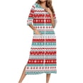 thumbnail image 2 of Miqool Christmas Pajamas for Women Casual Zipper Robe 3/4 Sleeves Loungewear Dress Full Length Housecoat Nightgown Long Bathrobe, 2 of 8