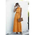 thumbnail image 2 of Mengpipi Summer Halter Dresses for Women High Waist Sleeveless Maxi Dress Sundress with Belt, Yellow-XL(US 12), 2 of 6
