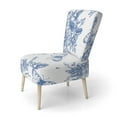 thumbnail image 2 of Designart "Blue flowers and butterflies II" Upholstered Cabin & Lodge Accent Chair and Arm Chair, 2 of 5