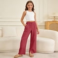 thumbnail image 2 of Girls Oversized Wide Leg Sweatpants Athletic Joggers Drawstring Waist and Pockets Baggy Straight Leg Track Pants 6-12 Months 12-24 Months 2t 3t 4t 5t 6t 7t 8t 9t Children(Red,5-6 Years), 2 of 4